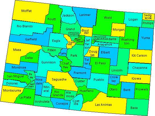 Colorado Counties Map State Of Colorado