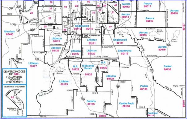 denver zip codes map south